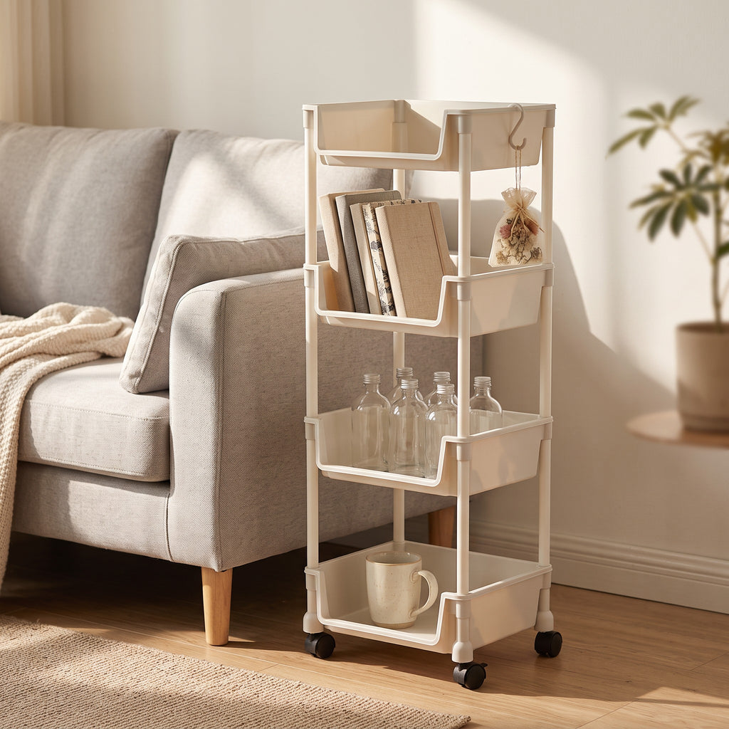 Rolling Cart with Wheels, Multi-Layer Adjustable Freestanding Shelf, Space Saving Plastic Organizer, Portable Easy Install Unit for Kitchen Bathroom Bedroom Living Room - Memorial Day Deals & Memorial Day Sale storage work hat