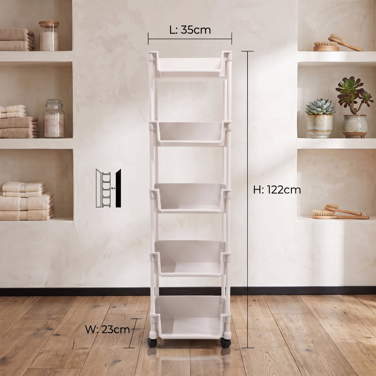 Rolling Cart with Wheels, Multi-Layer Adjustable Freestanding Shelf, Space Saving Plastic Organizer, Portable Easy Install Unit for Kitchen Bathroom Bedroom Living Room - Memorial Day Deals & Memorial Day Sale storage work hat