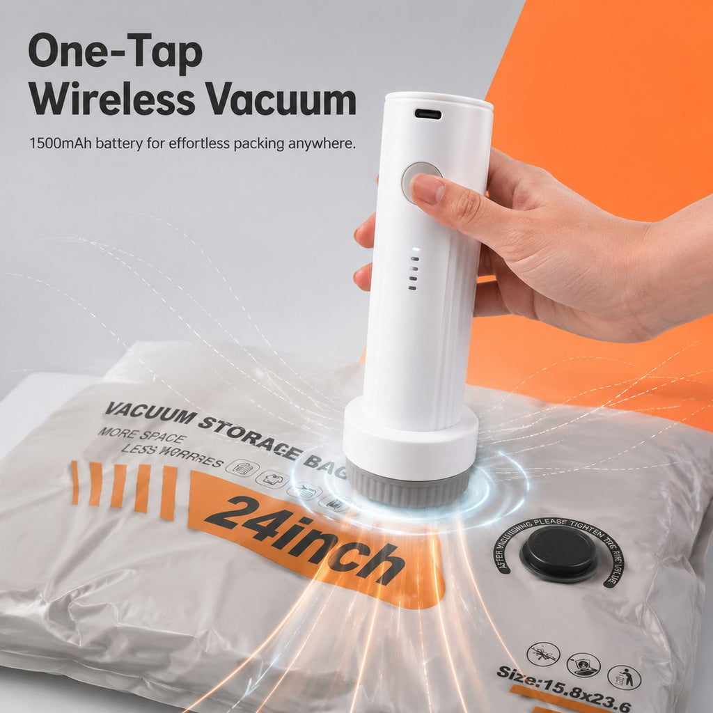 2026 Upgraded Travel Vacuum Storage Bags Set with Electric Pump - 6/9/15 Bags + USB-C Rechargeable Pump - 80% Space Saver Luggage Organizer Vacuum Bags Set - Reusable & Durable - Travel Essential