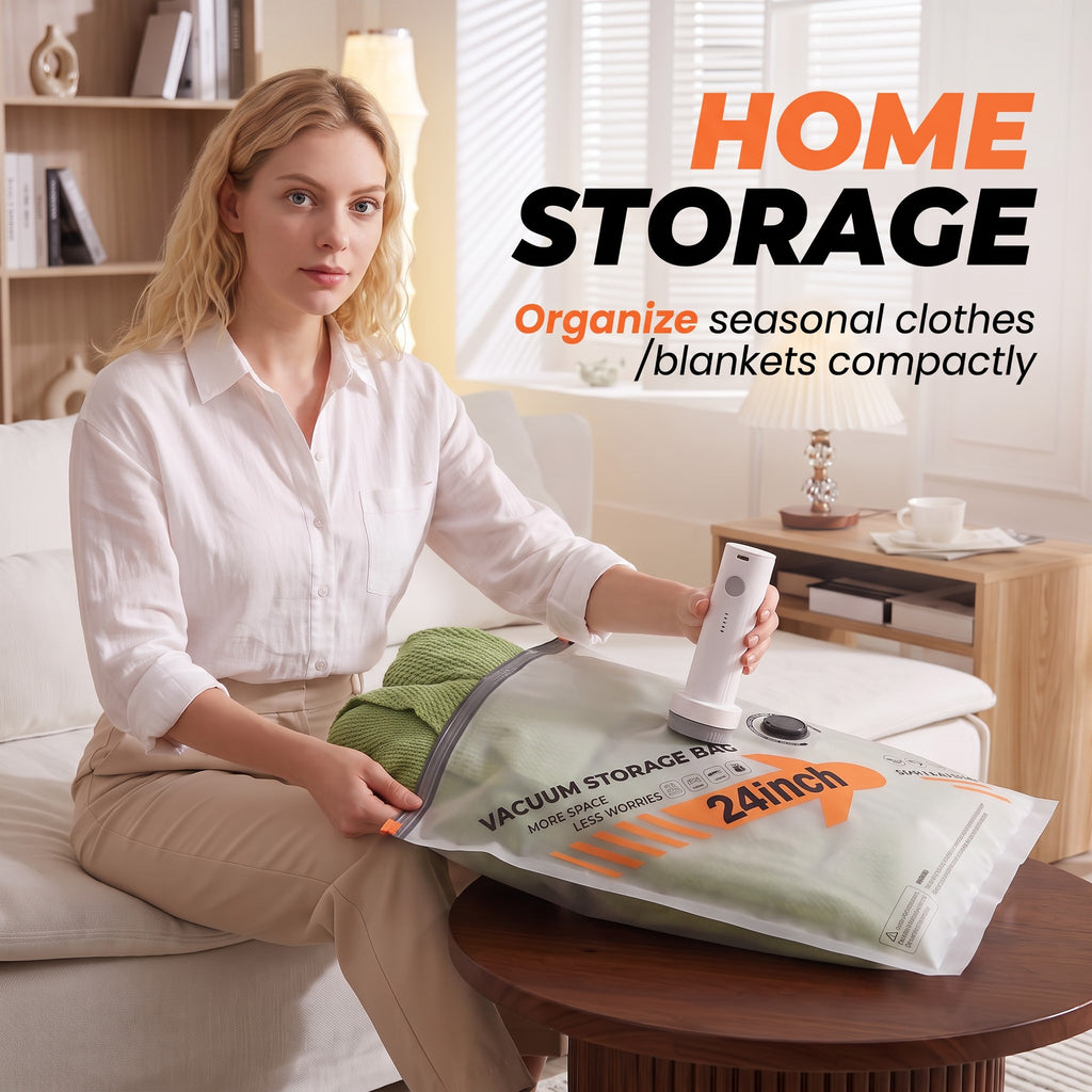 2026 Upgraded Travel Vacuum Storage Bags Set with Electric Pump - 6/9/15 Bags + USB-C Rechargeable Pump - 80% Space Saver Luggage Organizer Vacuum Bags Set - Reusable & Durable - Travel Essential