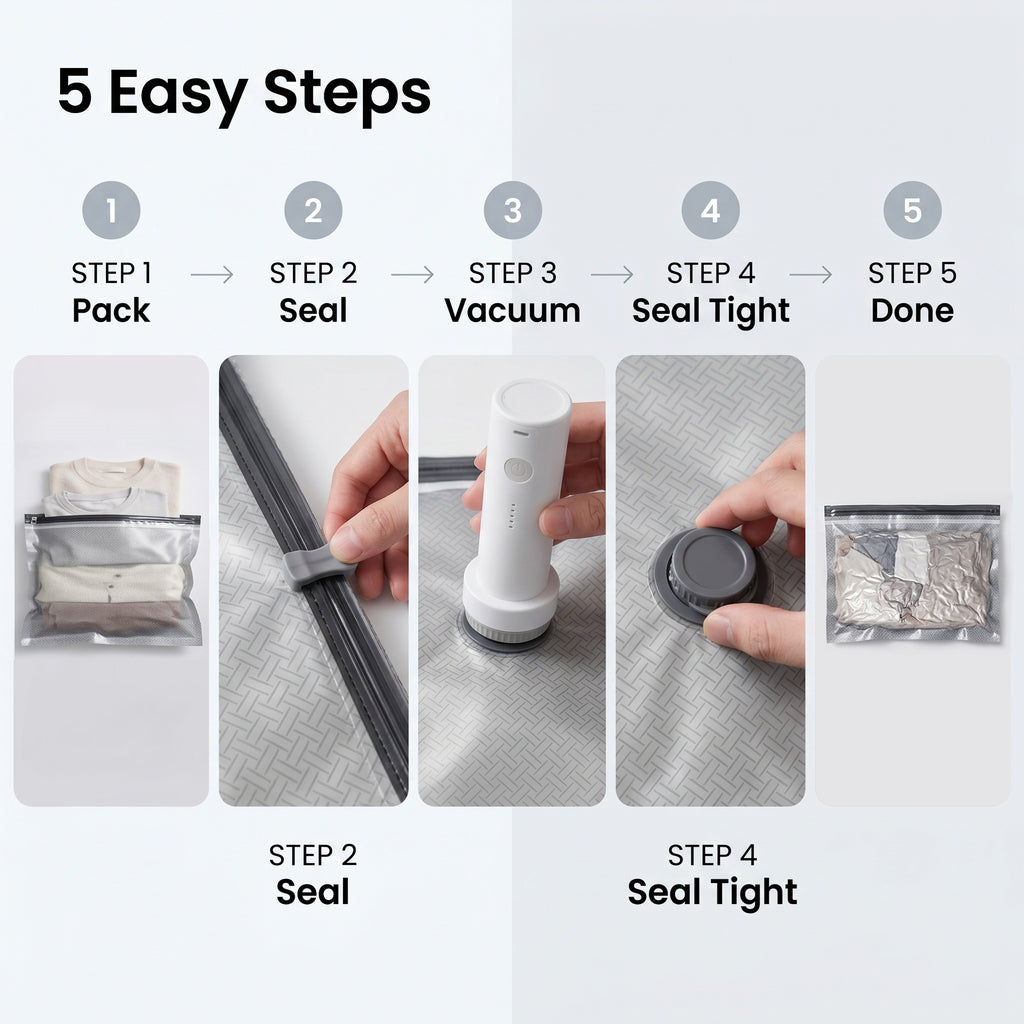 2026 Upgraded Universal Vacuum Storage Bags Set with Electric Pump - Works With Any Vacuum Cleaner - 6/9/15 Pack - Triple Seal System - Dust Insect Odor Proof - Home Travel Essential space saving rechargeable extra-large capacity 15-pack everyday