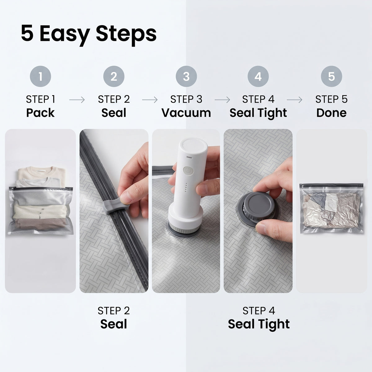 2026 Upgraded Universal Vacuum Storage Bags Set with Electric Pump - Works With Any Vacuum Cleaner - 6/9/15 Pack - Triple Seal System - Dust Insect Odor Proof - Home Travel Essential space saving rechargeable extra-large capacity 15-pack everyday