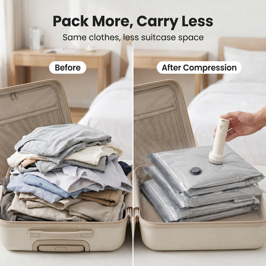 2026 Upgraded Universal Vacuum Storage Bags Set with Electric Pump - Works With Any Vacuum Cleaner - 6/9/15 Pack - Triple Seal System - Dust Insect Odor Proof - Home Travel Essential space saving rechargeable extra-large capacity 15-pack everyday