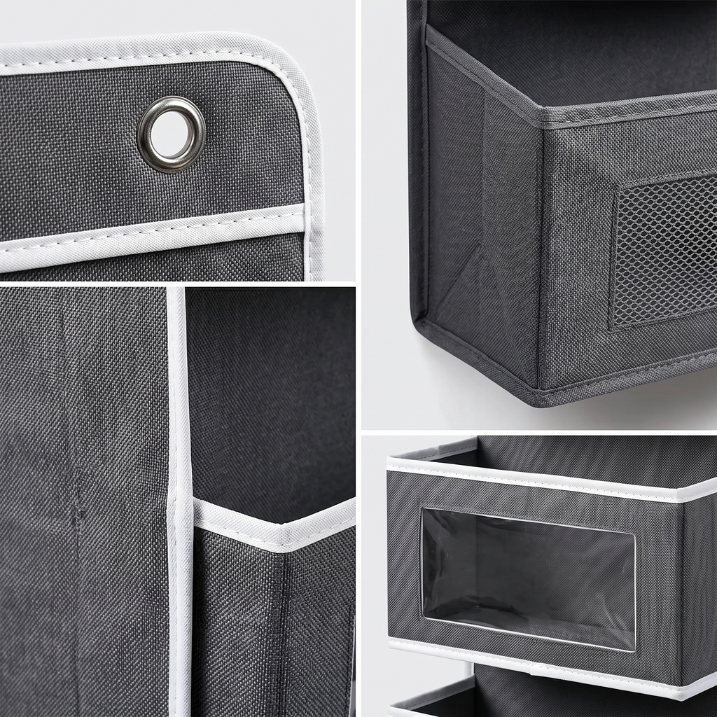 5-Shelf Heavy Duty Hanging Organizer - Single Unit with Side Mesh Pockets, No-Drill Over-the-Door Minimalist Modern Storage Organization for Closet, Bathroom Use