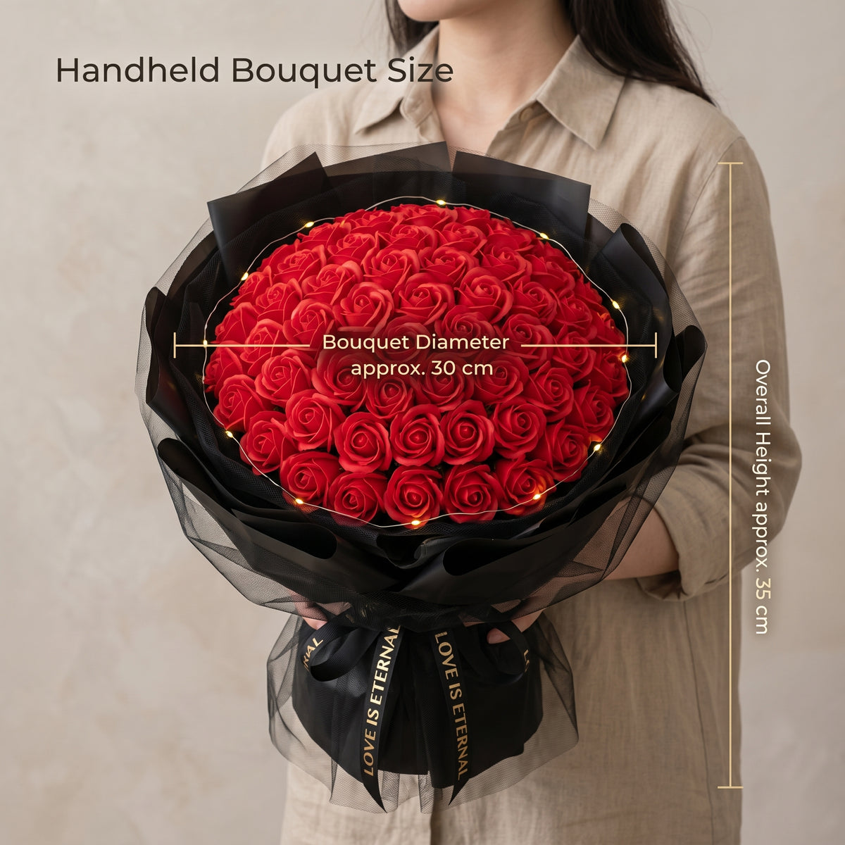 52 Roses Soap Flower Bouquet with LED Lights - Eternal Love Gift for Her Soap Flower Bouquet Valentine's Day Gift