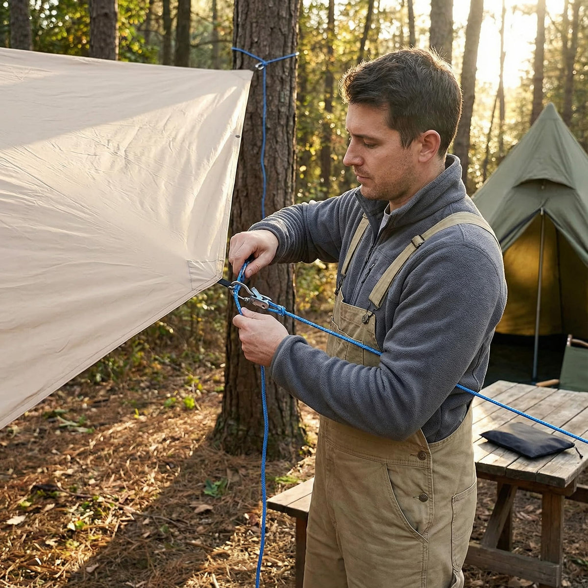 QEG Rope Tightening Tool & Tensioner 8-Pack with Rollercam Technology, Heavy-Duty Tie Down for Camping, Tarps, Boating & Outdoor Gear, Includes 8 Reflective Cords & Carry Bag