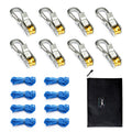 QEG Rope Tightening Tool & Tensioner 8-Pack with Rollercam Technology, Heavy-Duty Tie Down for Camping, Tarps, Boating & Outdoor Gear, Includes 8 Reflective Cords & Carry Bag